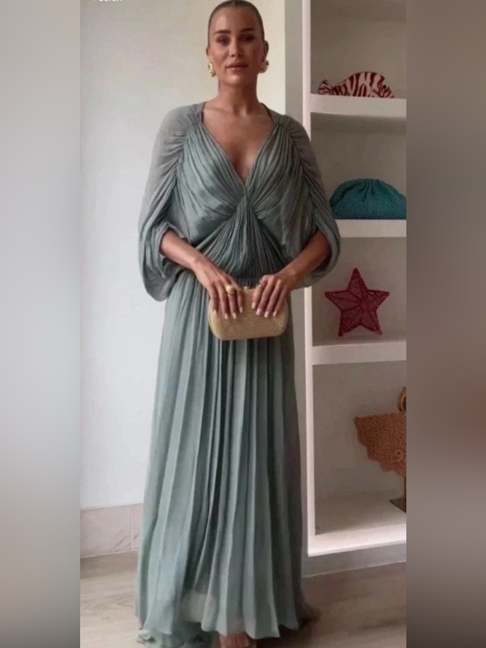 Zara Sage Green Knot-Front Maxi Dress - Picture 3 of 13